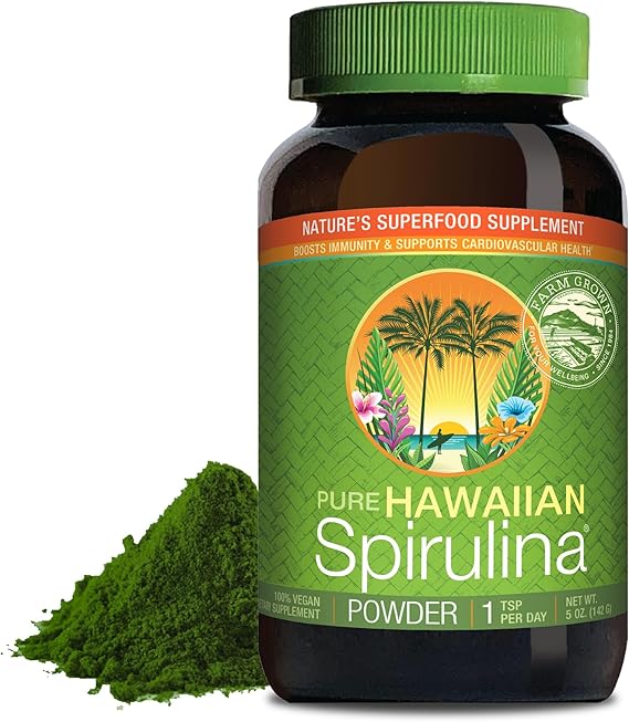 Nutrex Hawaii Pure Hawaiian Spirulina Powder - Vegan Superfood, Farm Grown in Kona, Non-GMO, Immune Support & Cellular Energy, 5 Oz