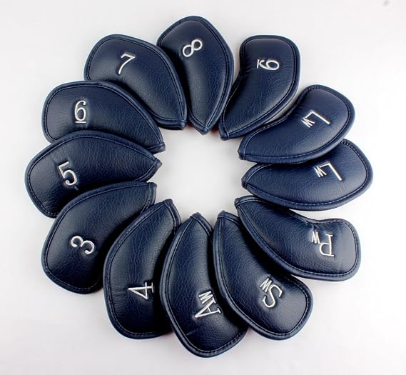 CRAFTSMAN GOLF 12pcs Thick Synthetic Leather Golf Iron Head Covers Set Headcover Fit All Brands alao Available for Custom Version