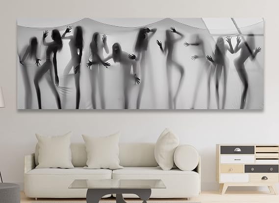 My  Tempered Glass Wall Art 70WX43H'' Erotic Woman Art Glass Wall Art Naked Girls Sexy Woman Erotic Wall Decor Bedroom Wall Art Female Nude Wall Art