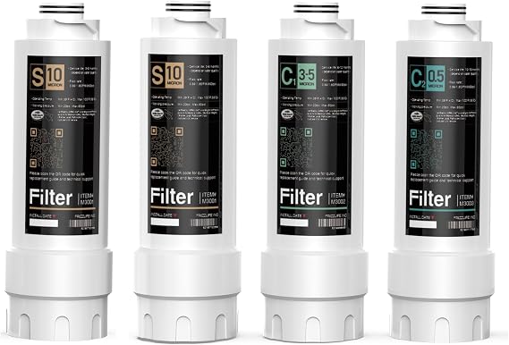 Frizzlife SKP-HF Replacement Housing Kits (4 Pack) With Filter Cartridges Inside for SK99 and SP99 Under Sink Water Filter System