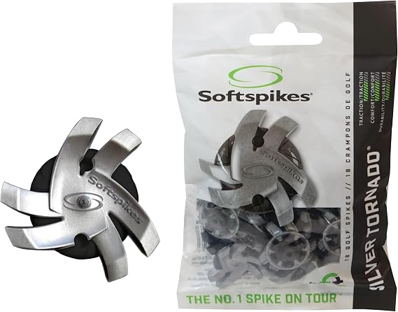 SOFTSPIKES Silver Tornado Fast Twist 3.0 Golf Spikes, 18 Count