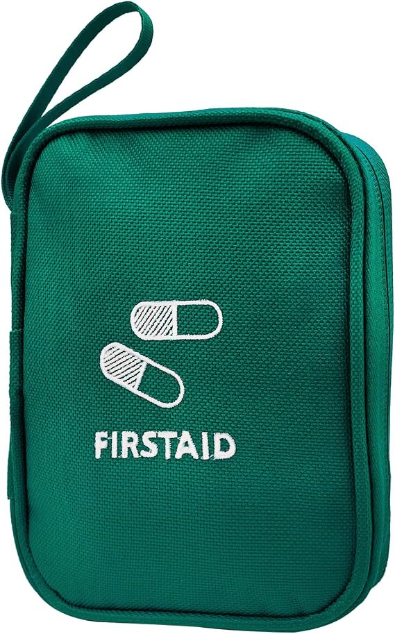 EQLEF First Aid Bag Empty Small, Mini First Aid Kit Pouch Red Travel Medicine Bag Portable Medical Organizer Bag Waterproof First Aid Kit Empty for Car Office School or Outdoors (Green)