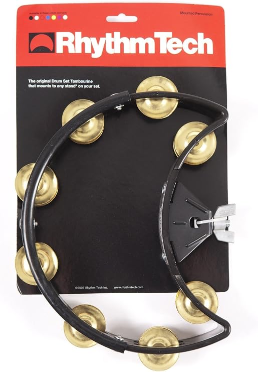 RhythmTech DST11 Drum Set Tambourine Brass Jingles, Black