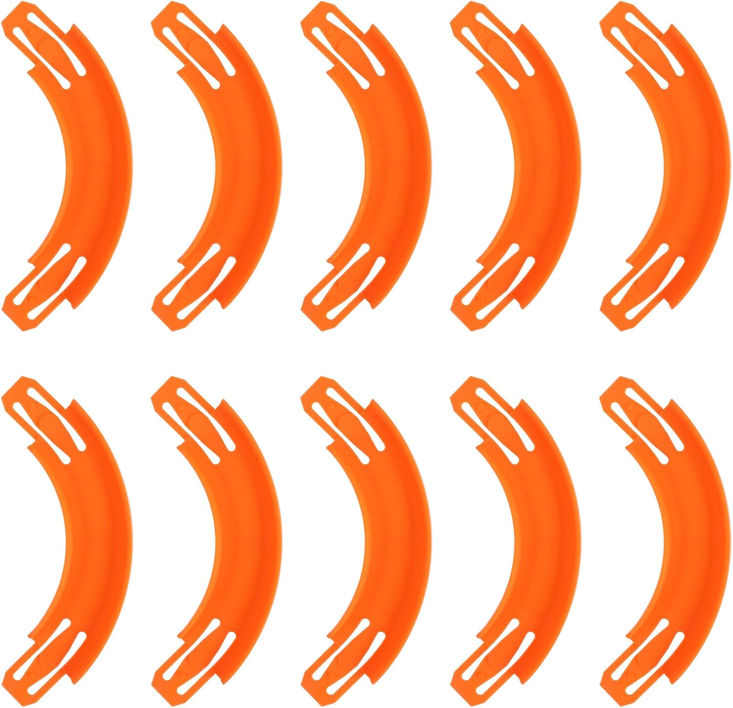 10pcs Curved Track Connectors for Hot Wheels, 90 Degree Turn Race Track Corner Pieces Builder for Toy Car Racetrack Builder Components Parts Accessories Compatible with Hotwheels (Orange)