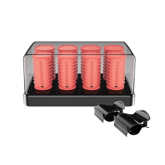 INFINITI PRO CONAIR Color-Changing Hot Rollers for Women, 8 Assorted Hair Curlers with Clips Included, 6-Minute Heat-Up, 1 1/2-Inch and 1 1/4-Inch Rollers, For Long, Medium, and All Hair, Pink
