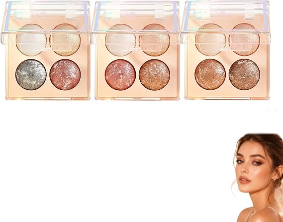 4 colour highlighter eyeshadow palette, All in One Makeup Palette (3Pc)