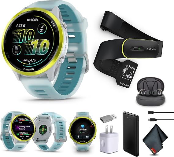 Garmin Forerunner 570 Running Smartwatch 47mm (Amp Yellow) XS-S Bundle