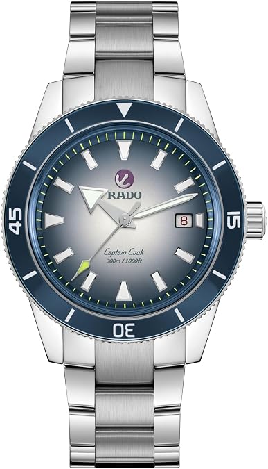 Rado - Captain Cook Open Heart - Men's Automatic Swiss Watch - 42mm Blue White Dial - Silver Stainless Steel Bracelet - R32154208