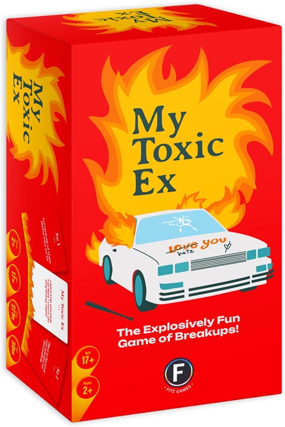 My Toxic Ex Party Game - Turn Heartbreak into Humor with 275 Hilarious Q&A Cards and Dares, Great for Big Groups and Adult Game Night, Ages 17+, 2+ Players, 30 Minute Playtime, Made by Fitz