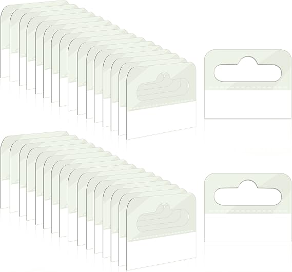 200 Pcs Clear Plastic Hang Tabs, 1.77x1.37 Inches
