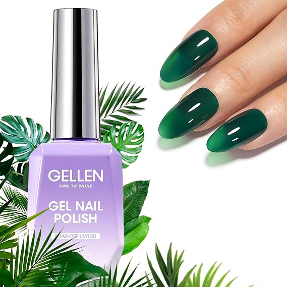 GELLEN Dark Green Gel Nail Polish, Curing Light Needed, 18ml Large Size