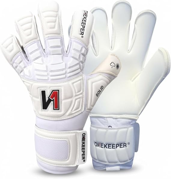 Solid Goalkeeper Gloves, No Finger Protection | 3.5mm German Contact Latex, All Weather Conditions, Hybrid Cut (Positive Roll and Flat Finger)