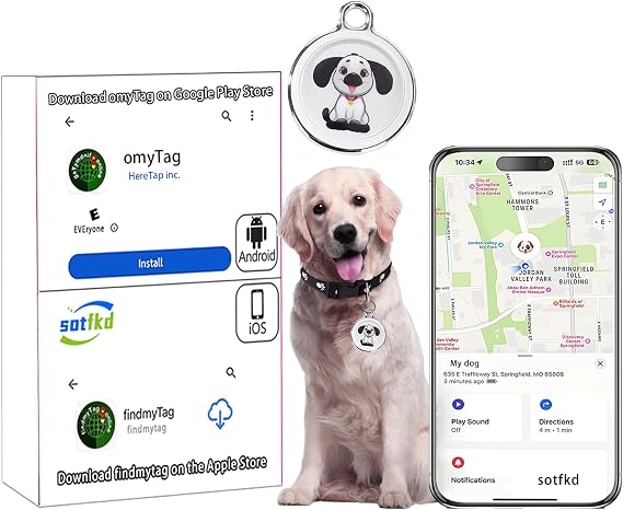 Dog Tracker-GPS Dog Collar-GPS Tracker for Dogs-Pet Tracker | Android and iOS Universal | No Monthly Fee | Waterproof | Works with Any Collar