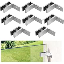 8 Pack Railing Wall to Glass Clamp, F Shape Stainless Steel T304 Bracket for Indoor & Outdoor, Brushed Finish Railing Glass Clip Holder for Fence, Balustrade, Balcony Deck