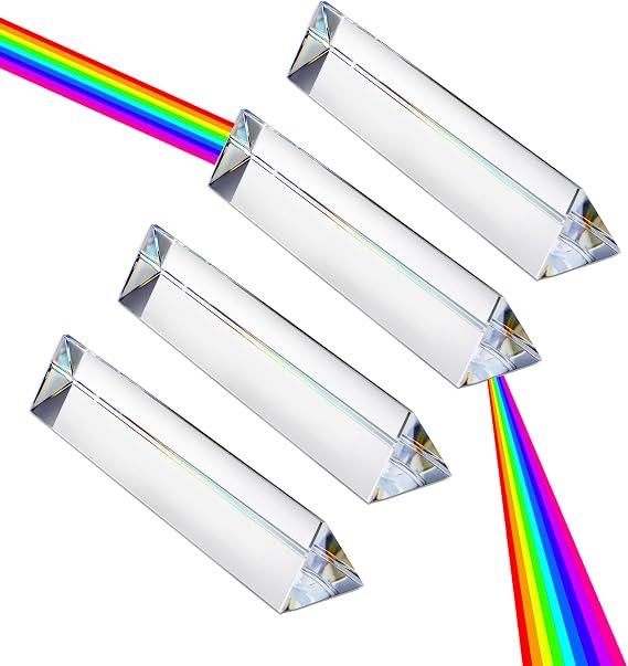 4pcs 6 inch Clear Optical Lens Glass Triangular Prism for Photography