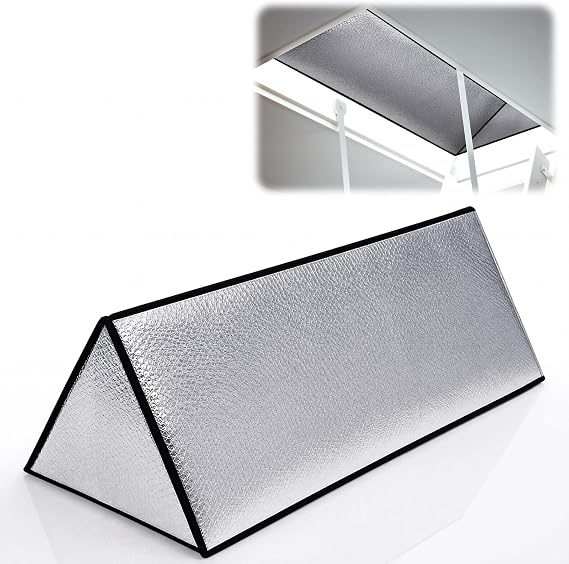 30" x 60" x 19" Attic Door Insulation Cover Triangular Attic Stairs Insulation Cover Energy Saving Stairway Ladder Pull Down Tent with Zipper Thick Reflective Thermal Barrier Tent for Summer