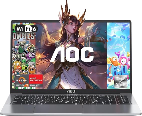 AOC Ryzen 7 5825U Laptop up to 4.5 GHz 16 GB RAM M.2 NVMe SSD 512 GB Notebook Backlit Keyboard Radeon RX Vega 8 Graphics WiFi-6 HDMI 1080p Type-C Metal Case