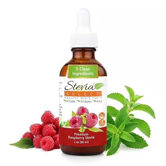 Stevia Select Raspberry Flavored Liquid Stevia Zero Calorie Coffee, Tea, Drink & Baking Sweetener, All-Natural, No Erythritol, Keto-Friendly Sugar Alternative, 300 Servings 2 Oz (1 Pack)