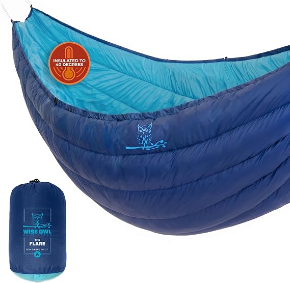 Wise Owl Outfitters Hammock Underquilt Insulated Camping Quilt for Warm Sleeping Fits Under Hammocks Ultralight, Water-Resistant & Packable