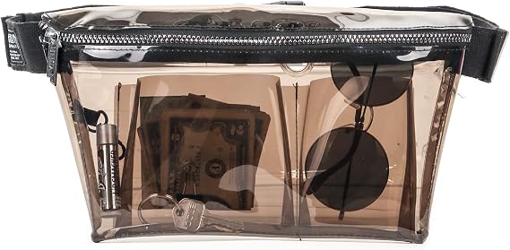 Fydelity Plus Size Fanny Packs for Women 80s/90s Large Bum Bag Unisex Crossbody Waist Belt Bag for Travel, Festivals, Sports & Daily Use Waist Belt Bag for Women | Smoke Crystal Clear