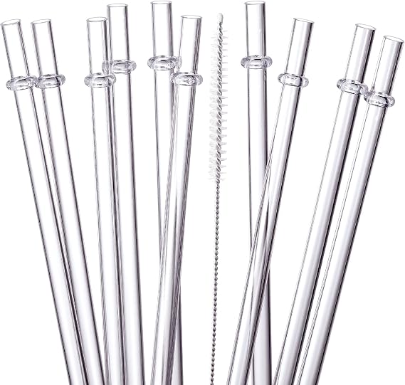 24 Pack, HIGHLY Transparent Reusable Plastic Straws with 4 Cleaning Brushes, 10.5 in Long Drinking Straws, Clear Replacement Straw for 16 24 30 32 OZ Tumblers, Cups, Jars, YETI, Starbucks - BPA FREE
