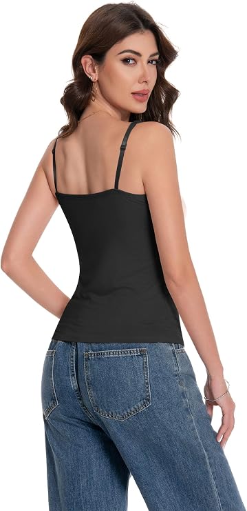 Women Camisole Tank Top Built in Bra Spaghetti Strap Padded Cami Shirts