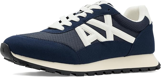 Armani Exchange Men's Drop Sneaker, Navy/Tofu, 8
