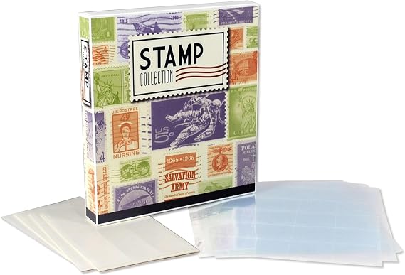 UniKeep Stamp Collection Album Binder Kit - Includes 10 Archival-Safe Pocket Pages & 200 Acid-Free Mounting Squares - 1.5 Inch Stockbook & Protective Case for 200+ Postage Stamps - Made in USA