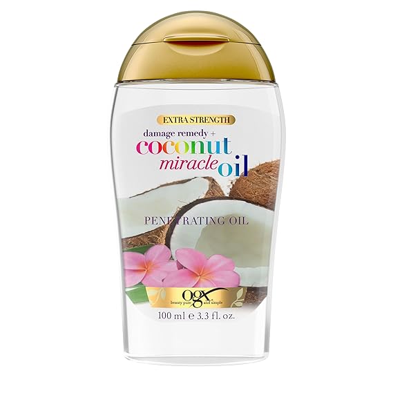 OGX Extra Strength Damage Remedy + Coconut Miracle Hair Oil, 3.3 fl. oz | Penetrating Hair Oil, Extra Hydrating Anti-Frizz, For Coarse, Dry Hair, Paraben-Free