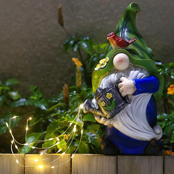 AIGEL Garden Gnomes Statues, Solar Garden Statue Outdoor Decor, Large Gnomes with Solar Light, Standing Statue for Patio, Lawn, Yard Art Decoration, Figurine Ornament
