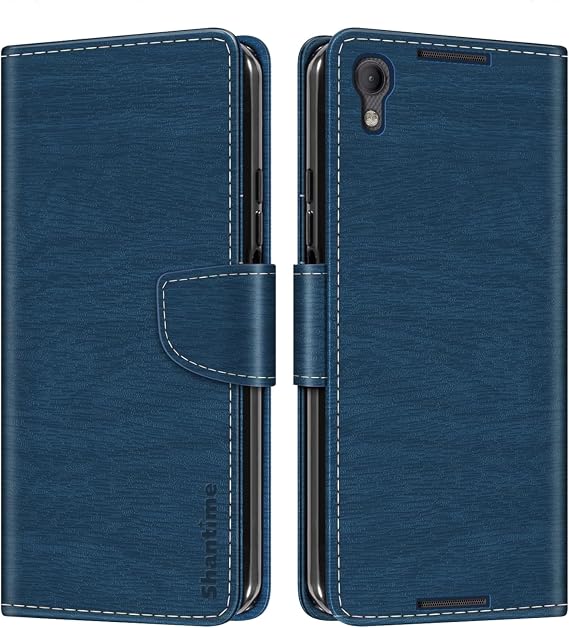 Leather Wallet Case Compatible with BlackBerry DTEK50, Colorful Flip Cover with Card Holders Magnetic Closure Full Protection Shell(Blue)