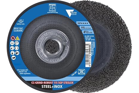 Pferd Tools CC-Grind-Robust Grinding Disc, 4-1/2" x 5/8"-11, Part 61154 | SGP STEELOX VICTOGRAIN Ceramic, High-Performance Abrasive, Aggressive Grinding, Pack of 10