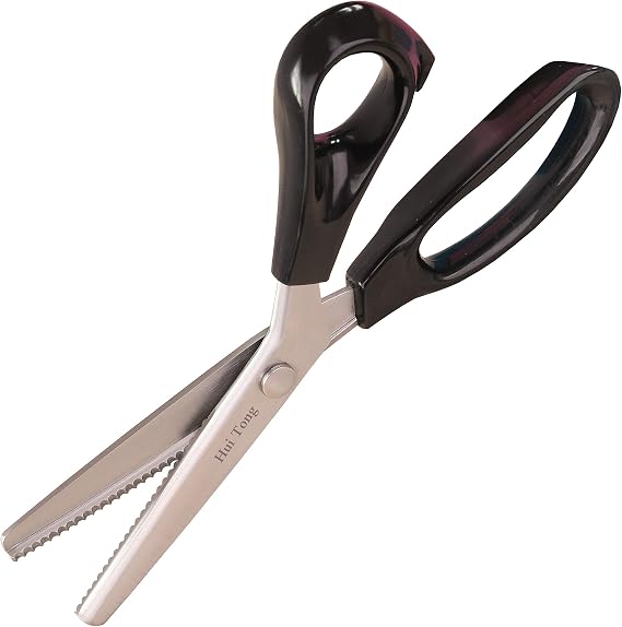 Hui Tong Strong & Sharpe Pinking Shears,Pinking Shears Scissors for Fabric, Serrated and Scalloped Scissors Fabric,3mm,5mm,7mm(Scalloped 3mm)
