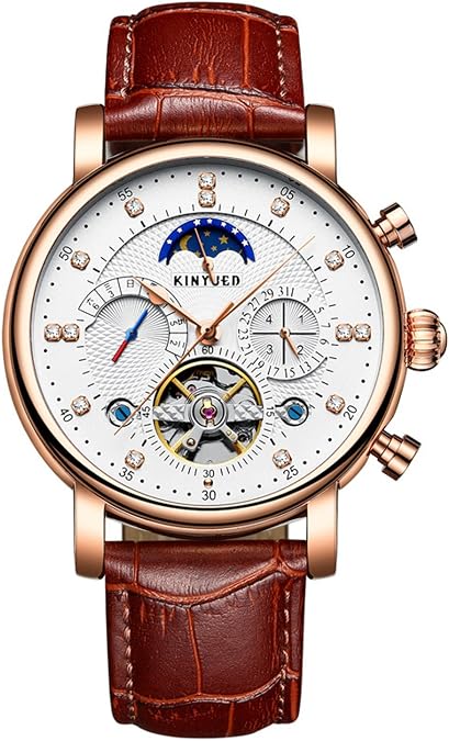 Tourbillon Mechanical Watches Men Fashion Brand Multifunctional Automatic Skeleton Moon Phase Watch
