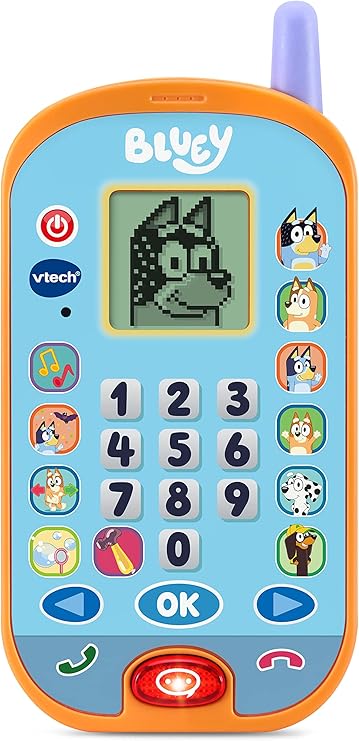 VTech Bluey Ring Ring Learning Phone, Official Bluey Toy, Interactive Role Play, Voice Activated Toy Phone, Educational Gift for Ages 3 & Up