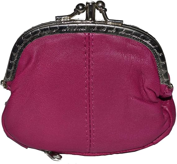 Coin Purse Double Frame with Zipper Pocket (Hot Pink)