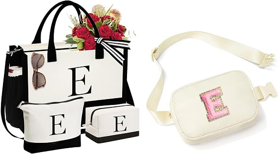 YOOLIFE Initial Tote Bag and Initial Crossbody Bag