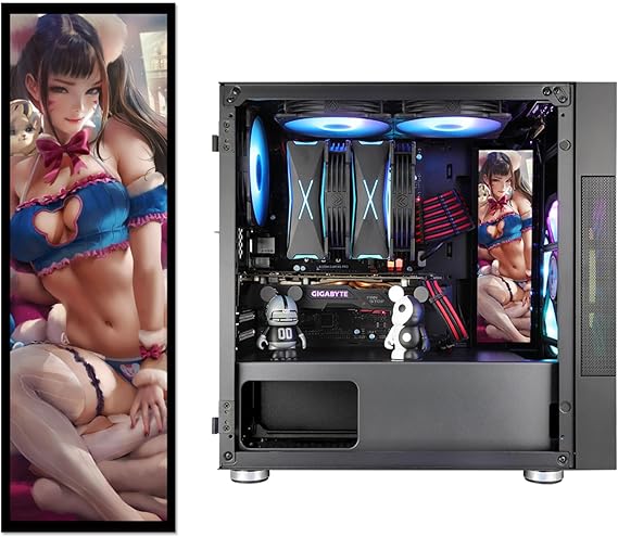 Vetroo A6 Display Board w/LED Lights | for Computer PC Case Decor Full HD 2K Multi-Mode Function 9.8" x 3.1" (Vertical, A6)