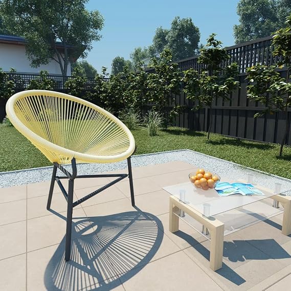 Patio Acapulco Chair Poly Rattan Beige,Rattan Acapulco Chair Stylish and Durable Outdoor Chair for Comfort and Decor Patio Furniture, Outdoor Chairs