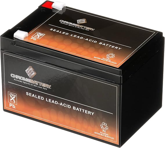 CB CHROMEBATTERY 12V 12AH Sealed Lead Acid (SLA) Rechargeable Battery - F2 Terminal - Deep Cycle Design - Replacement for Alarm Systems, Scooters, Emergency Lights, Toys, and More