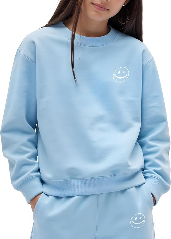 Joe Boxer French Terry Kids Sweatshirts for Girls, Sweatshirt Kids Pullover Crewneck, Youth Sweatshirt