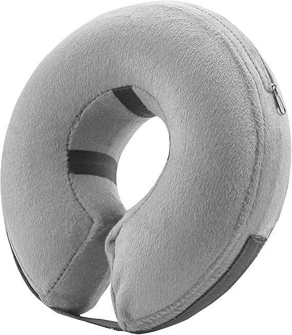 BENCMATE Protective Inflatable Collar for Dogs and Cats - Soft Pet Dog Cone Recovery Collar Does Not Block Vision E-Collar Grey-L