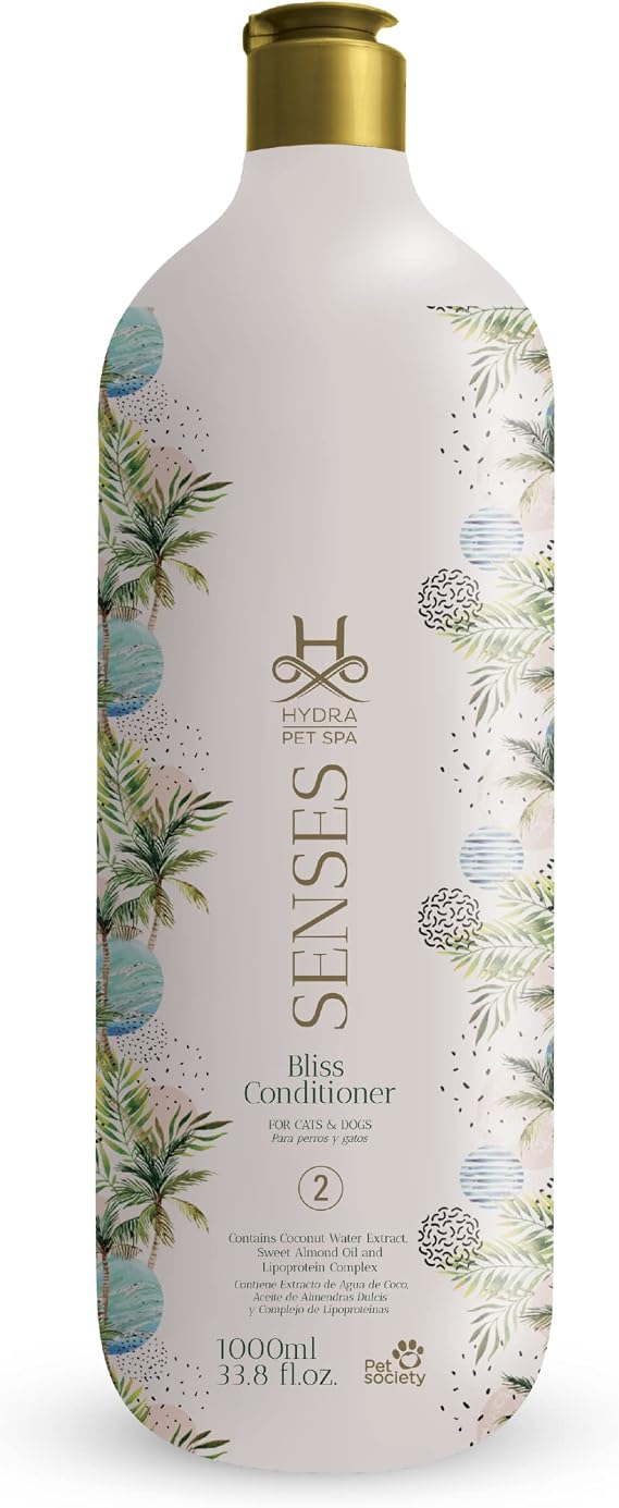Hydra Senses Bliss Conditioner for Dogs and Cats, Coconut Water and Almond Oil Cat and Dog Conditioner, Moisturizes and Repairs Damaged Coats