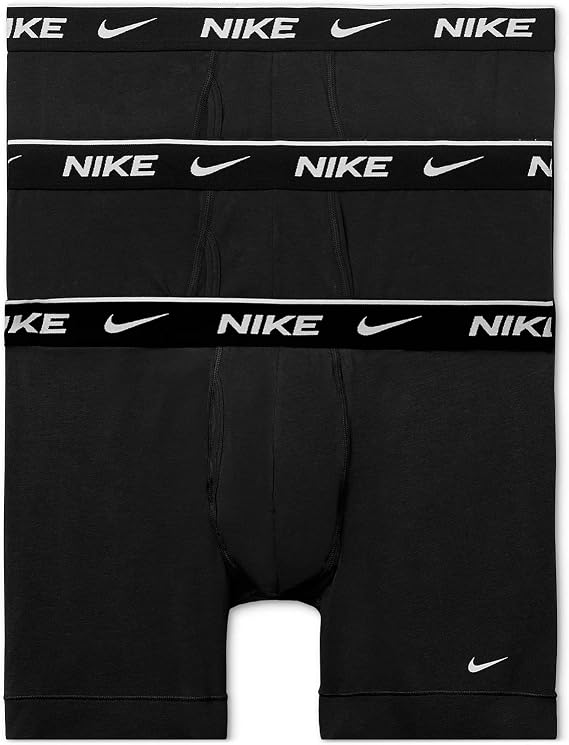 Nike Men`s Everyday Cotton Stretch Boxer Briefs 3 Pack (Small, Black(KE1107-001)/W)