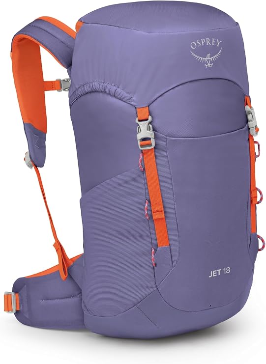 Osprey Jet 18L Kid's Hiking Backpack, Purple OS | daypack, travel daypack, camping pack, Purple color, OS size