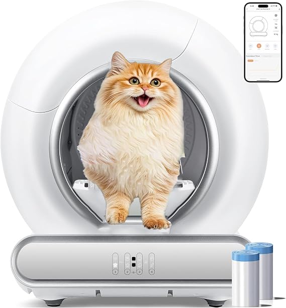 Self Cleaning Cat Litter Box, Automatic Litter Box w/Liner, Sensor Protection for Multi Cat