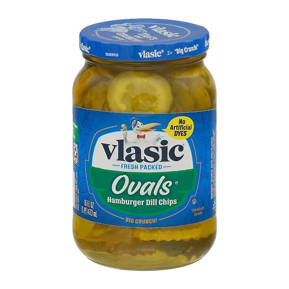 Vlasic Ovals Hamburger Dill Pickle Chips, Keto Friendly, 16 FL OZ