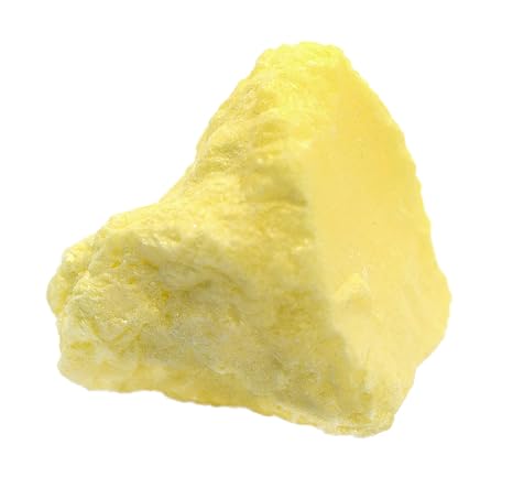 Eisco Raw Sulfur Specimen, Geologist Selected & Hand Processed, Yellow, 1" | For Classroom Mineral ID, Transparent Bag, Labeled & Barcoded, White Streak for Mineral Identification