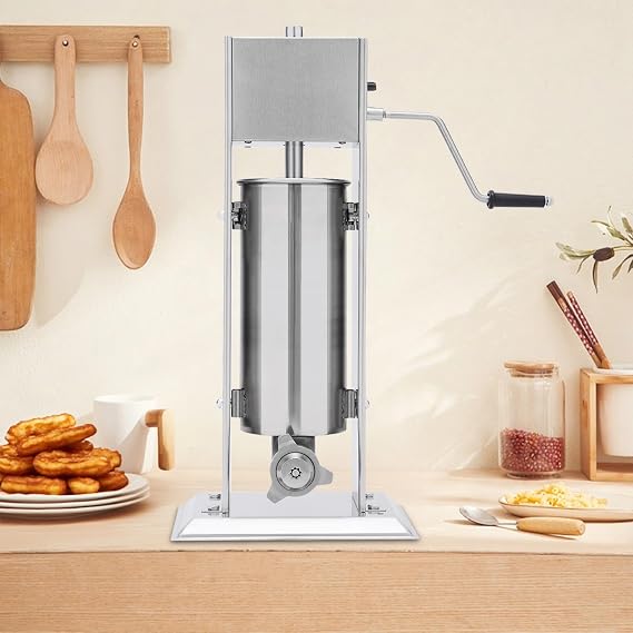 Commercial Churros Maker, 5L Sausage Stuffer Maker Churro Maker Machine with 6 dies, Stainless Steel Churrera Churros Machine Maker (5L/1.32gal)