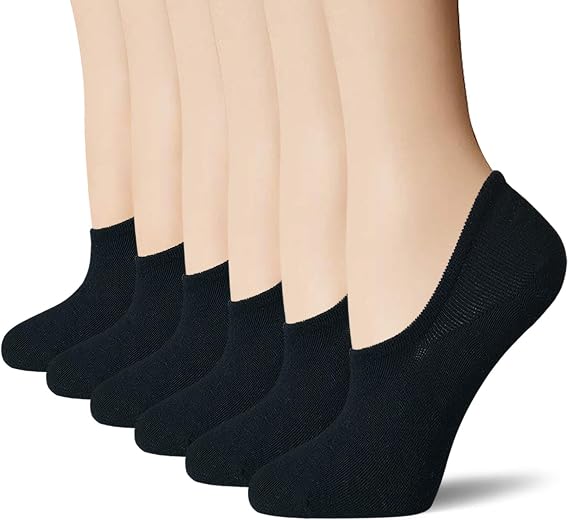 BERING Women's No Show Socks Non-slip Heel Grip Invisible Liner Footies (6 Pairs)